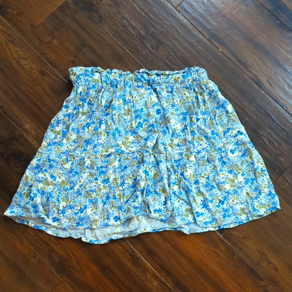 Kit & Sky Women's Pull On Floral-Print Flouncy Ditsy Mini Skirt Blue